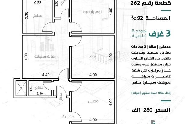 شقق تمليك فاخرة – تحت الإنشاء – ٣ و ٤ غرف – مخطط سندس