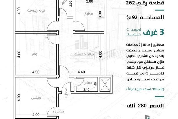 شقق تمليك فاخرة – تحت الإنشاء – ٣ و ٤ غرف – مخطط سندس