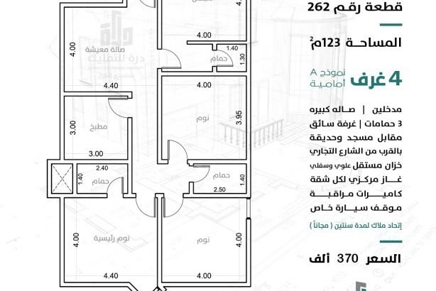 شقق تمليك فاخرة – تحت الإنشاء – ٣ و ٤ غرف – مخطط سندس