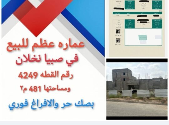 عماره من دور واحد عظم للبيع في صبيا نخلان