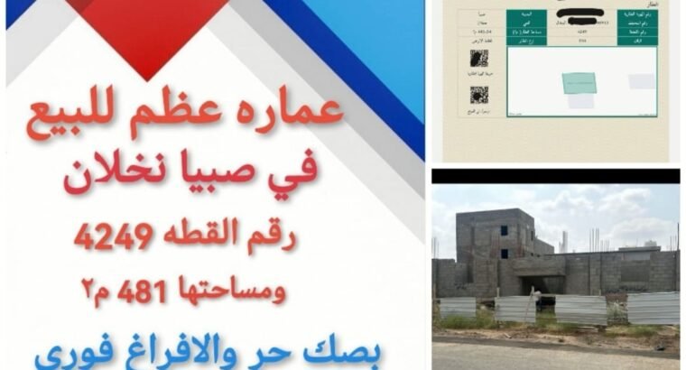 عماره من دور واحد عظم للبيع في صبيا نخلان